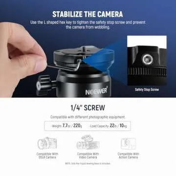 NEEWER Tripod Leveling Base (⌀50mm) Camera Leveler, Bubble Level Aluminum Adjusting Plate with 1/4" 3/8" Mounting Screw Tripod Head Compatible with Canon Nikon Sony DSLR Camera Camcorder, GM11