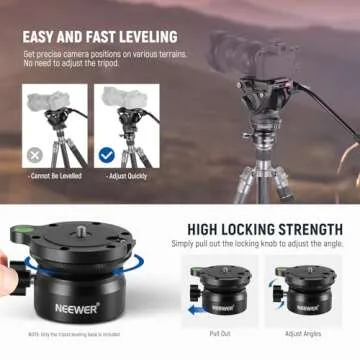 NEEWER Tripod Leveling Base (⌀50mm) Camera Leveler, Bubble Level Aluminum Adjusting Plate with 1/4" 3/8" Mounting Screw Tripod Head Compatible with Canon Nikon Sony DSLR Camera Camcorder, GM11