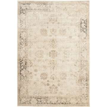 SAFAVIEH Vintage Collection Accent Rug - 4' x 5'7", Stone, Oriental Distressed Viscose Design, Ideal...