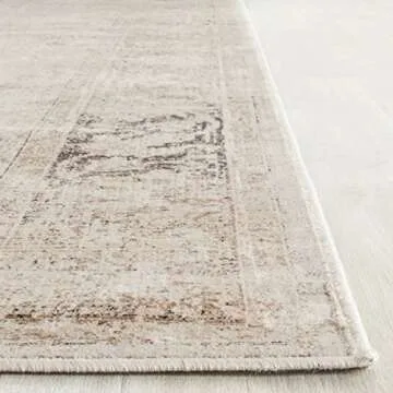 SAFAVIEH Vintage Collection Accent Rug - 4' x 5'7", Stone, Oriental Distressed Viscose Design, Ideal for High Traffic Areas in Entryway, Living Room, Bedroom (VTG117-440)
