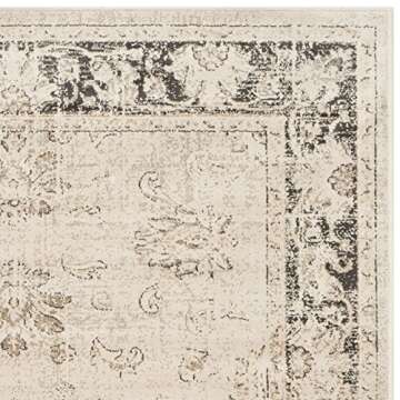 SAFAVIEH Vintage Collection Accent Rug - 4' x 5'7", Stone, Oriental Distressed Viscose Design, Ideal for High Traffic Areas in Entryway, Living Room, Bedroom (VTG117-440)