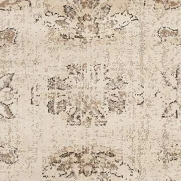 SAFAVIEH Vintage Collection Accent Rug - 4' x 5'7", Stone, Oriental Distressed Viscose Design, Ideal for High Traffic Areas in Entryway, Living Room, Bedroom (VTG117-440)