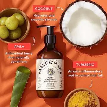 Fable & Mane Holiroots Conditioner for Women - Moisturizing for Damaged, Dry Hair with Turmeric, 8.5 FL oz