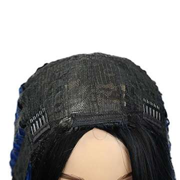 WIGNEE Ombre Straight Wigs Black To Blue 26 Inches Long Straight Synthetic Wig For Women And Ladies Middle Party Cosplay Party Wig Christmas Wig (Ombre Blue)