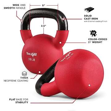 Yes4All Neoprene Coated & Kettlebell Sets - Hand Weights for Home Gym & Dumbbell Weight Set training 30 lb