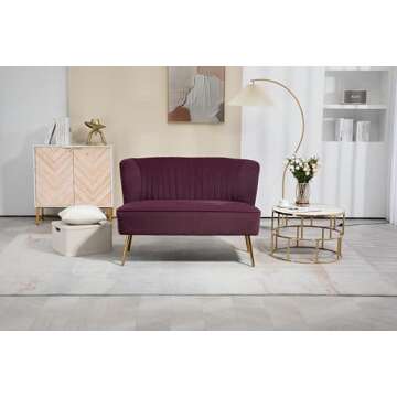 ZOBIDO Velvet Couch Modern Loveseat Sofa Twin Size Contemporary Sofas Upholstered Couch with Contemp...