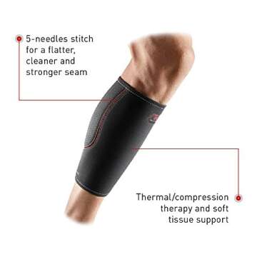 McDavid Calf Compression Sleeve, Light Support for Left or Right Leg, Helps Provide Relief From Pain, Men & Women, Black, Adult L