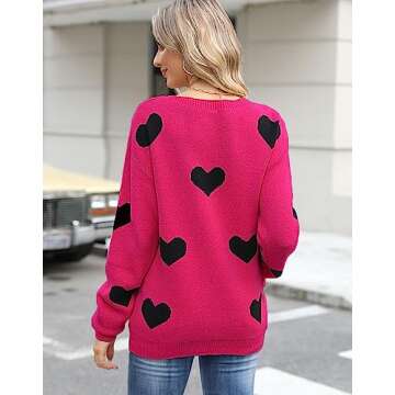 Cute Heart Pattern Pullover Sweater for Women