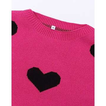 Cute Heart Pattern Pullover Sweater for Women
