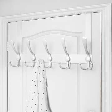 WEBI Over The Door Hooks,Door Hanger,Triple Door Hooks for Hanging White Over The Door Towel Rack,Do...