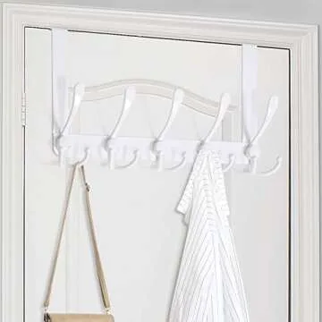 WEBI Over The Door Hooks,Door Hanger,Triple Door Hooks for Hanging White Over The Door Towel Rack,Door Coat Hanger,Over Door Coat Rack for Clothes,Towels,Back of Bathroom