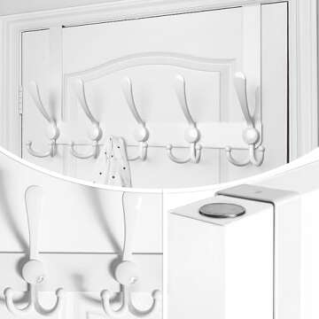 WEBI Over The Door Hooks,Door Hanger,Triple Door Hooks for Hanging White Over The Door Towel Rack,Door Coat Hanger,Over Door Coat Rack for Clothes,Towels,Back of Bathroom