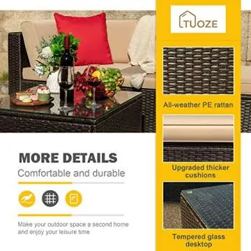 Tuoze 5-Piece Patio Furniture Set for Outdoor Comfort