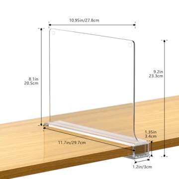 8 PCS Shelf Dividers for Closet Organization Acrylic Clear Closet Shelf Divider for Wooden Shelving ...