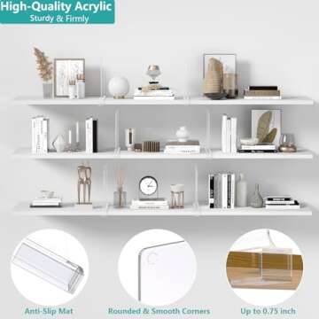 8 PCS Shelf Dividers for Closet Organization Acrylic Clear Closet Shelf Divider for Wooden Shelving Suitable for Wooden or Vertical Shelves Or Bedroom, Kitchen and Office