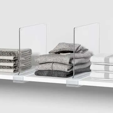 8 PCS Shelf Dividers for Closet Organization Acrylic Clear Closet Shelf Divider for Wooden Shelving Suitable for Wooden or Vertical Shelves Or Bedroom, Kitchen and Office