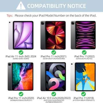 Keyboard Case for iPad Air 11 inch 2024 (M2) & iPad Pro 11 inch (4th/3rd/2nd/1st) Gen 2022, iPad Air...