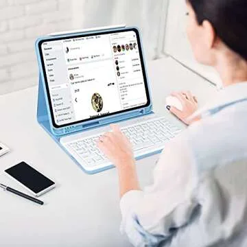 Keyboard Case for iPad Air 11 inch 2024 (M2) & iPad Pro 11 inch (4th/3rd/2nd/1st) Gen 2022, iPad Air 5th&4th Generation Case with Keyboard, Detachable Bluetooth Keyboard with Pencil Holder (Sky Blue)