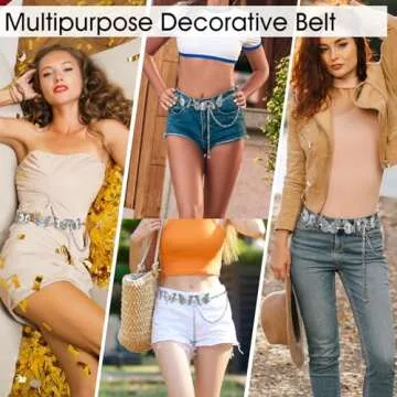 Amaxiu Butterfly Metal Waist Chain Belt, Women Western Belt Adjustable Link Belt Turquoise Waist Belt for Dress Jeans(Silver)