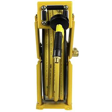 DEWALT Auto Retracting Air Hose Reel, 1/2 in. x 50' Premium Rubber Hose with 4' Lead, Self Leveling Design for Air Compressor, Ideal for Home Improvement Projects, Durable Hose Reel