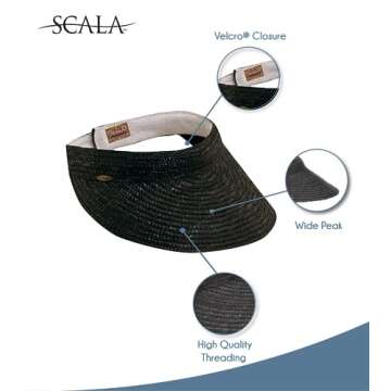 Scala Women's Sewn Braid Visor for Sun Protection