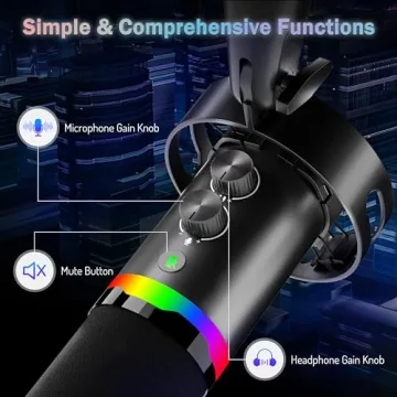 Dynamic XLR USB Gaming Microphone Kit for Streamers