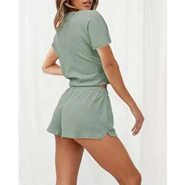 ZESICA Cozy Waffle Knit Pajama Set for Women