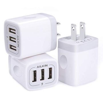 AILKIN 3-Pack 3-Port USB Wall Charger Fast Charging