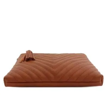 FashionPuzzle Chevron Quilted Crossbody Bag with Tassel Accent