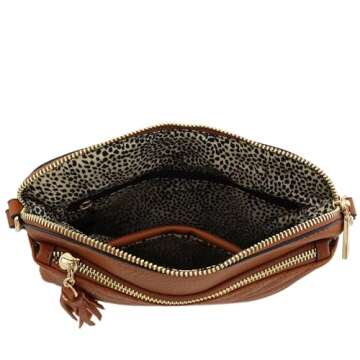 FashionPuzzle Chevron Quilted Crossbody Bag with Tassel Accent