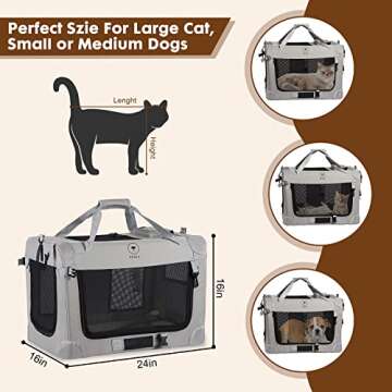 PEGIC Extra Large Cat Carrier for 2 Cats, Portable Soft Sided Large Pet Carrier for Traveling, Indoor and Outdoor Uses, 24"×16"×16"