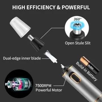 Nose Hair Trimmer for Men Rechargeable 3-IN-1 Versatile nose hair trimmer Professional Painless Hair Trimmer for Nose Ear Beard Facial Pubic Hair Trimmer for Men, Wet or Dry Use,Dual Edge Blades