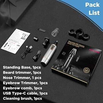 Nose Hair Trimmer for Men Rechargeable 3-IN-1 Versatile nose hair trimmer Professional Painless Hair Trimmer for Nose Ear Beard Facial Pubic Hair Trimmer for Men, Wet or Dry Use,Dual Edge Blades