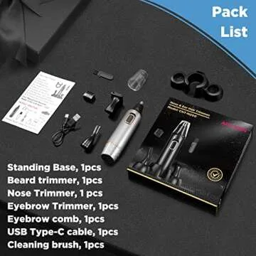 Nose Hair Trimmer for Men Rechargeable 3-IN-1 Versatile nose hair trimmer Professional Painless Hair Trimmer for Nose Ear Beard Facial Pubic Hair Trimmer for Men, Wet or Dry Use,Dual Edge Blades