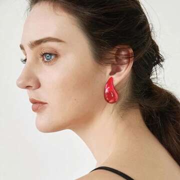 ENSKEFEN Red Teardrop Earrings: Stylish Acrylic Dupes for Women
