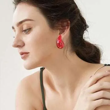 ENSKEFEN Red Teardrop Earrings for Women - Stylish & Comfortable