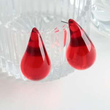ENSKEFEN Red Teardrop Earrings for Women - Stylish & Comfortable