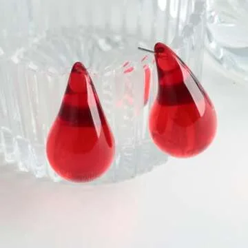 ENSKEFEN Red Teardrop Earrings for Women - Stylish & Comfortable