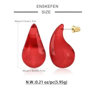 ENSKEFEN Red Teardrop Earrings for Women - Stylish & Comfortable