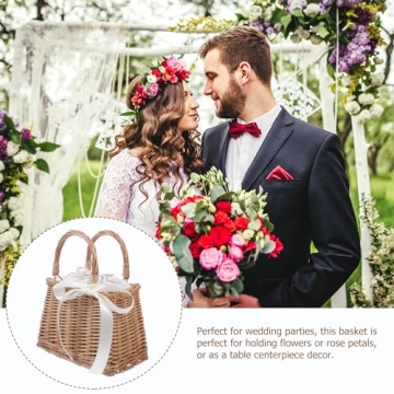 Versatile Wicker Rattan Flower Basket for Weddings and Home Decor