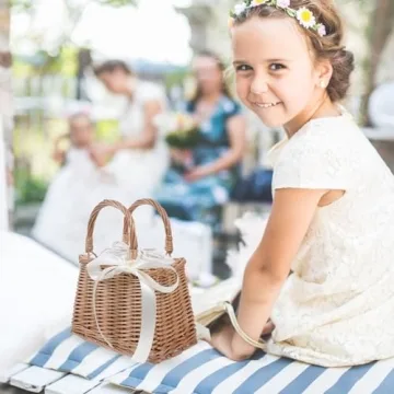 Versatile Wicker Rattan Flower Basket for Weddings and Home Decor