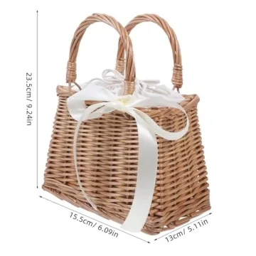 Versatile Wicker Rattan Flower Basket for Weddings and Home Decor