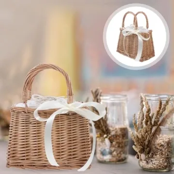 Versatile Wicker Rattan Flower Basket for Weddings and Home Decor