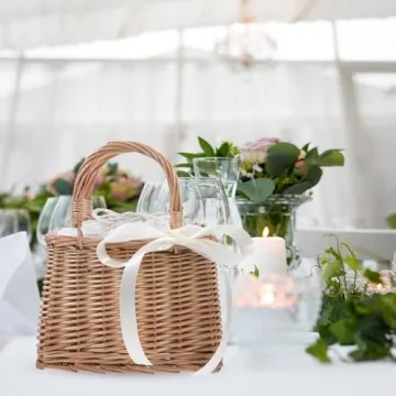 Versatile Wicker Rattan Flower Basket for Weddings and Home Decor