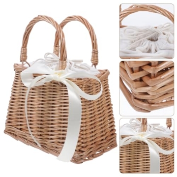 Versatile Wicker Rattan Flower Basket for Weddings and Home Decor