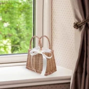 Versatile Wicker Rattan Flower Basket for Weddings and Home Decor