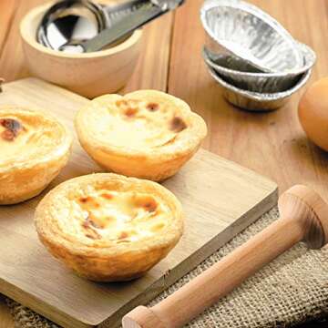 Patelai 2 Pcs Wooden Pastry Tamper Mini Tart Tamper Set Double Side Pie Pastry Dough Tamper Egg Tart Mold DIY Cake Pastry Tools for Egg Tart, Cheesecakes, Pasta and Dessert Baking