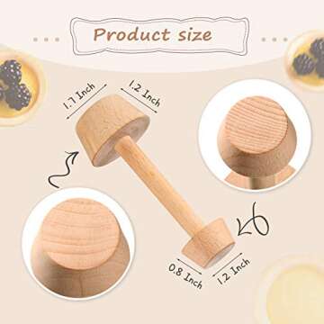 Patelai 2 Pcs Wooden Pastry Tamper Mini Tart Tamper Set Double Side Pie Pastry Dough Tamper Egg Tart Mold DIY Cake Pastry Tools for Egg Tart, Cheesecakes, Pasta and Dessert Baking