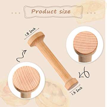Patelai 2 Pcs Wooden Pastry Tamper Mini Tart Tamper Set Double Side Pie Pastry Dough Tamper Egg Tart Mold DIY Cake Pastry Tools for Egg Tart, Cheesecakes, Pasta and Dessert Baking
