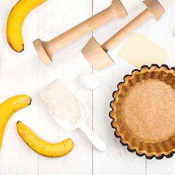 Patelai 2 Pcs Wooden Pastry Tamper Mini Tart Tamper Set Double Side Pie Pastry Dough Tamper Egg Tart Mold DIY Cake Pastry Tools for Egg Tart, Cheesecakes, Pasta and Dessert Baking